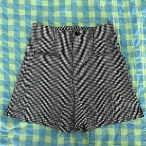 Vintage Black White Gingham Shorts